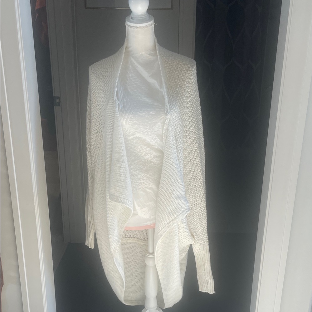 Elegant Cream Open-Front Sweater